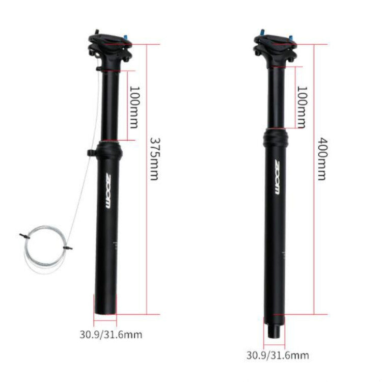 Lisslune | ZOOM Bike Cable Controlled Hydraulic Suspension Seatpost Mountain Bike Seat Post, Size: 30.9mm, Specification: 400mm Internal Routing