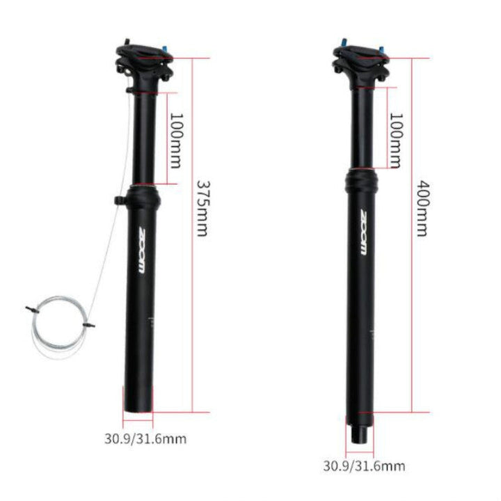 Lisslune | ZOOM Bike Cable Controlled Hydraulic Suspension Seatpost Mountain Bike Seat Post, Size: 30.9mm, Specification: 400mm Internal Routing
