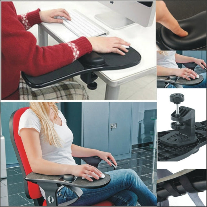 Lisslune | Rotation Computer Desktop Laptop Mouse Pad Elbow Cushion Wrist Support Plate Install on Desk and Chair