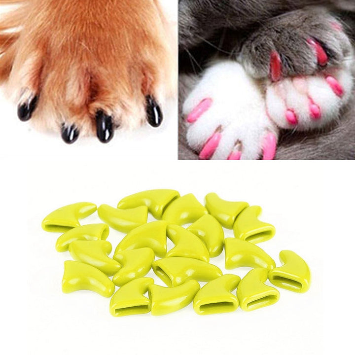 20 PIECES Silicone Soft Cat Claw Caps / Cat Paw Claws / Pet Nail Protection / Cat Nail Cover, Size: XS (Yellow)