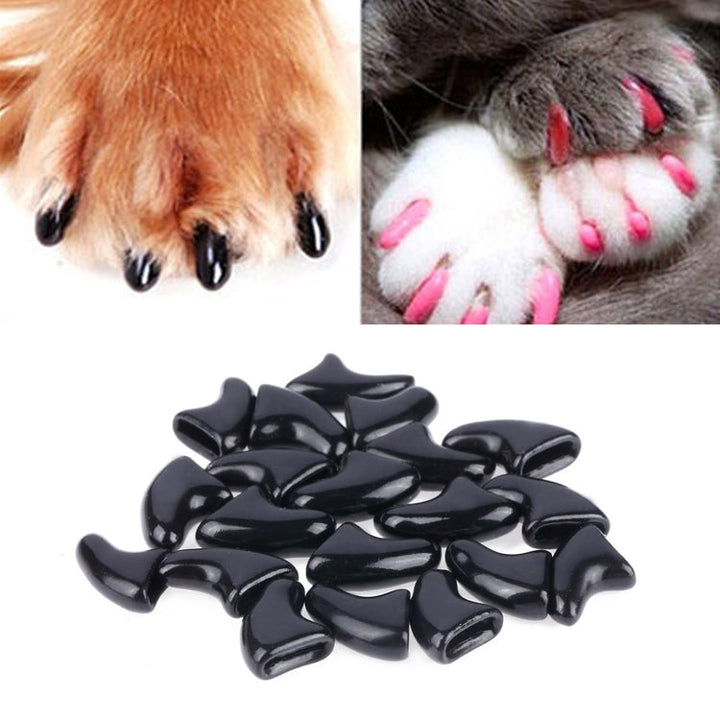 20 PCS Silicone Soft Cat Nail Caps / Cat Paw Claw / Pet Nail Protection / Cat Nail Cover, Size:S (Black)