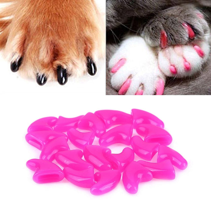 20 PCS Silicone Soft Cat Claw Caps / Cat Paw Claw / Pet Nail Protectors / Cat Nail Covers, Size: S (Rose Red)