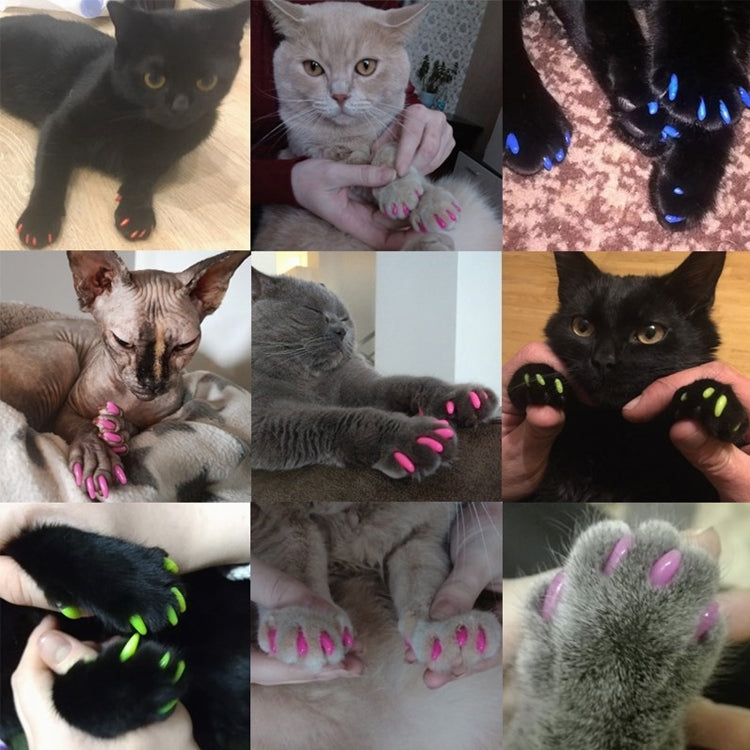 20 PCS Silicone Soft Cat Claw Caps / Cat Paw Claw / Pet Nail Protectors / Cat Nail Covers, Size: S (Rose Red)