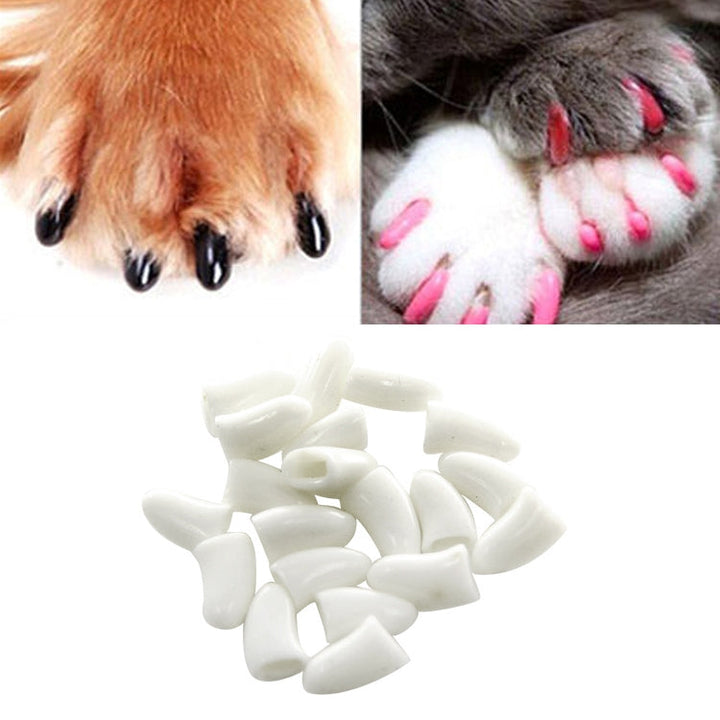 20 PCS Silicone Soft Cat Claw Caps / Cat Paw Claw / Pet Nail Protection / Cat Nail Cover, Size: L (White)