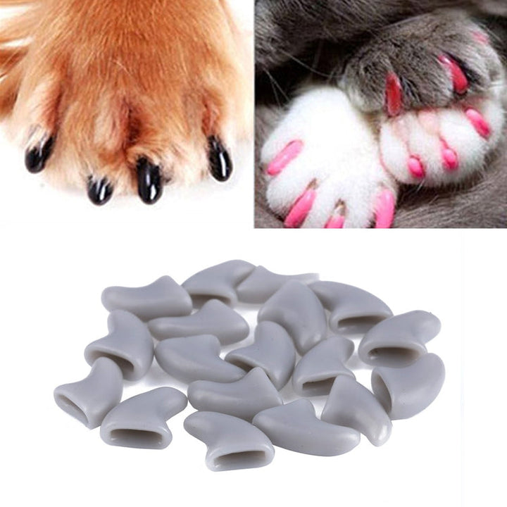 20 PCS Silicone Soft Cat Claw Caps / Cat Paw Claw / Pet Nail Protection / Cat Nail Cover, Size: L (Gray)