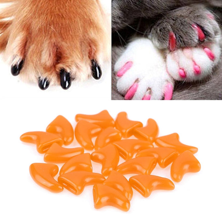 20 PCS Silicone Soft Cat Nail Caps / Cat Paw Claws / Pet Nail Protector / Cat Nail Cover, Size: L (Orange)