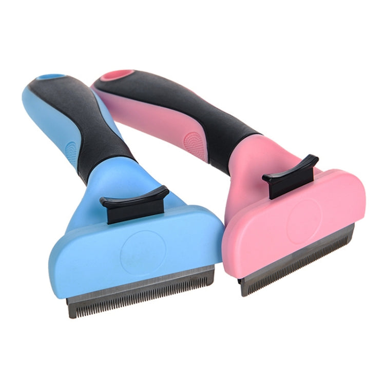 Pet comb made of stainless steel Double-sided open knot cleaning beauty hair removal comb, Size: Large (Blue)