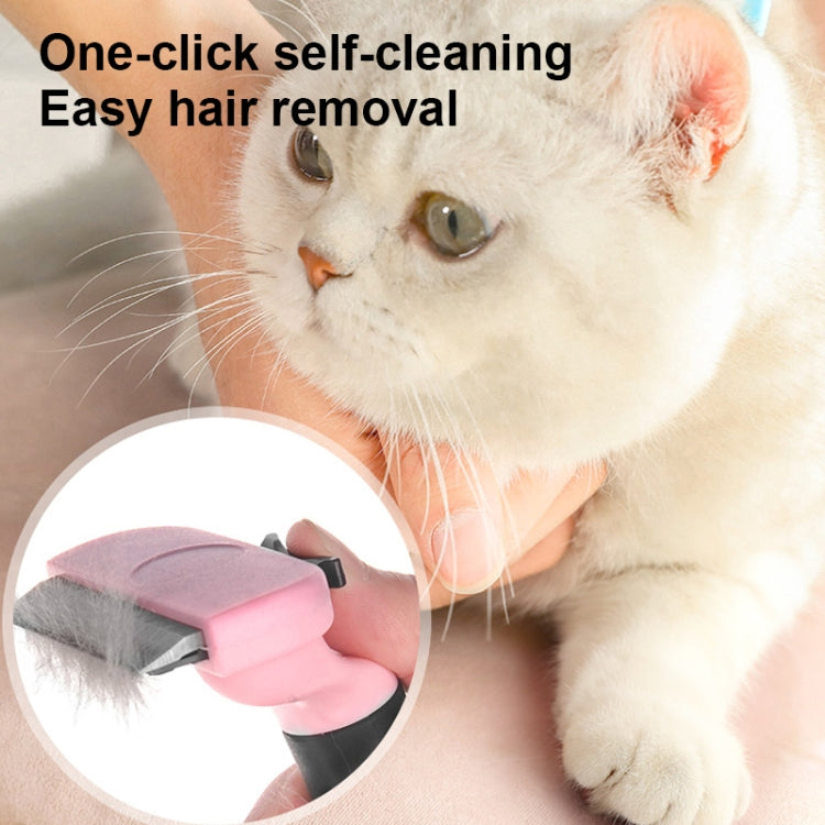 Pet comb made of stainless steel Double-sided open knot cleaning beauty hair removal comb, Size: Large (Blue)