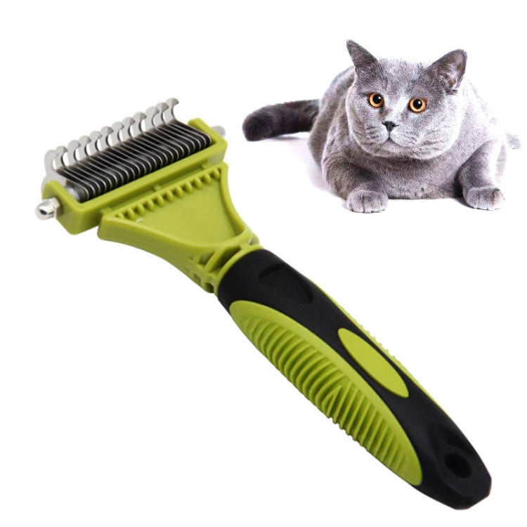 Pet Cat and Dog Cleaning Comb Double-Sided Open Knot Hair Combing Beauty Comb (Green)