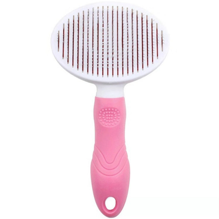 Pet Cat and Dog Hair Removal Beauty Styling Comb Automatic Hair Loss Self-Cleaning Needle Comb (Pink)