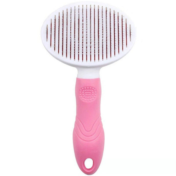 Pet Cat and Dog Hair Removal Beauty Styling Comb Automatic Hair Loss Self-Cleaning Needle Comb (Pink)