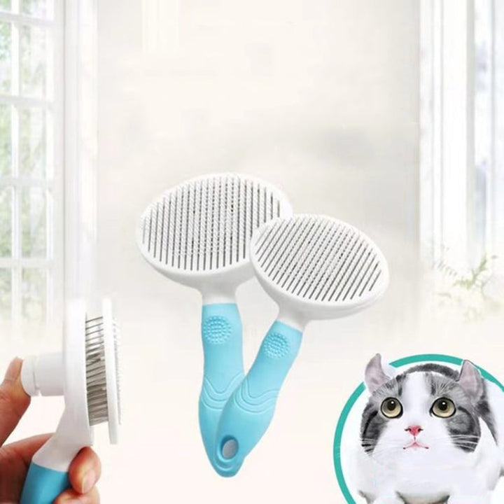 Pet Cat and Dog Hair Removal Beauty Modeling Comb Automatic Hair Loss Self-Cleaning Needle Comb (Green)