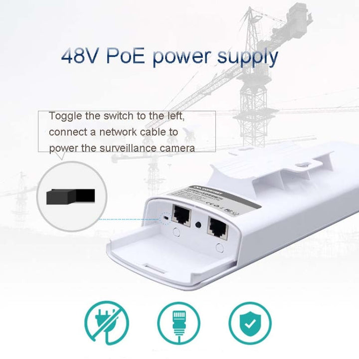 Lisslune | 2 PCS COMFAST E314n 300mbps Coverage 5 Kilometer Wifi Base Station Wireless Bridge, Plug Type: UK Plug