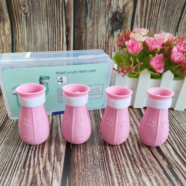 4 pieces/pack cat bath scratch-resistant foot cover (Pink)