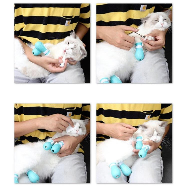 4 pieces/pack cat showers scratch-resistant foot cover (Light Blue)