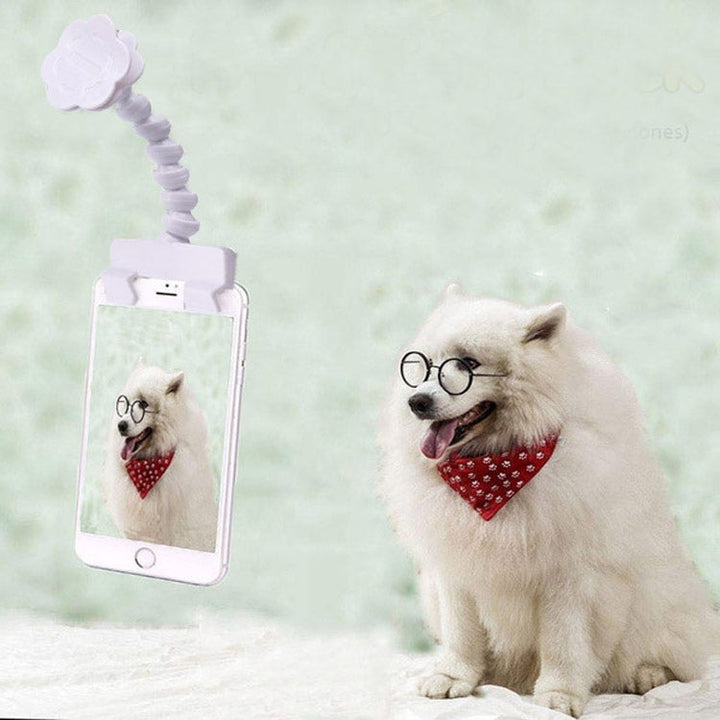 Pet Camera Artifact Dog Cat Looks At Camera Phone Clip (White)