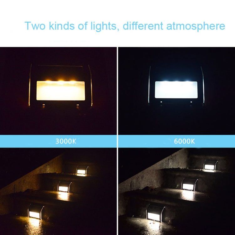 Lisslune | 2PCS Solar Stainless Steel 3 LED Stair Wall Lamp Outdoor Garden Fence Light (White Light)