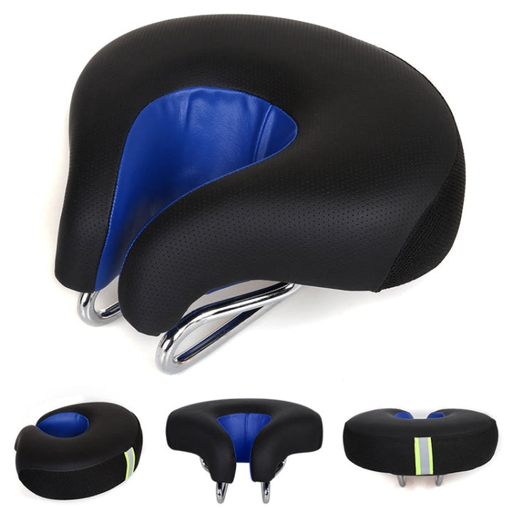Lisslune | Noseless Bike Saddle Mountain Bike Thick Soft Padding (Blue)