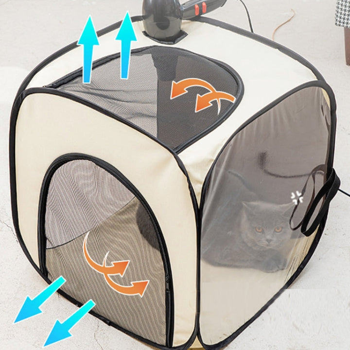 Pet Hair Drying Box Foldable Pet Drying Room Pet Hair Dryer Cage (Transparent)