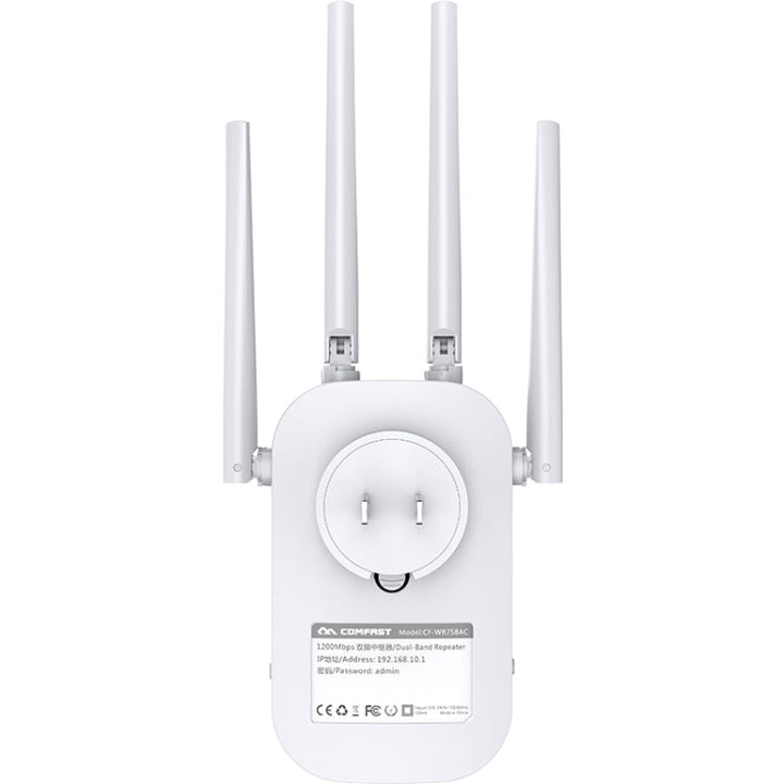 Lisslune | COMFAST CF-WR758AC Dualband 1200Mbps Wireless Repeater 5.8G WIFI Signal Amplifier, CN Plug