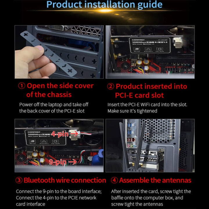 Lisslune | COMFAST Gaming Game 3000Mbps Gigabit Dual-Frequency Wireless Desktop Computer PCIE Wireless Network Card, Coverage: AX200