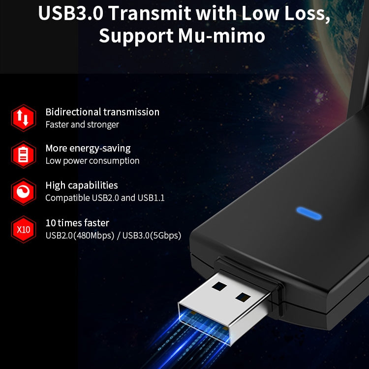 Lisslune | COMFAST CF-924AC V2 1200Mbps Dual-Band Gigabit USB Computer WIFI Receiver High-Performance Wireless Network Card
