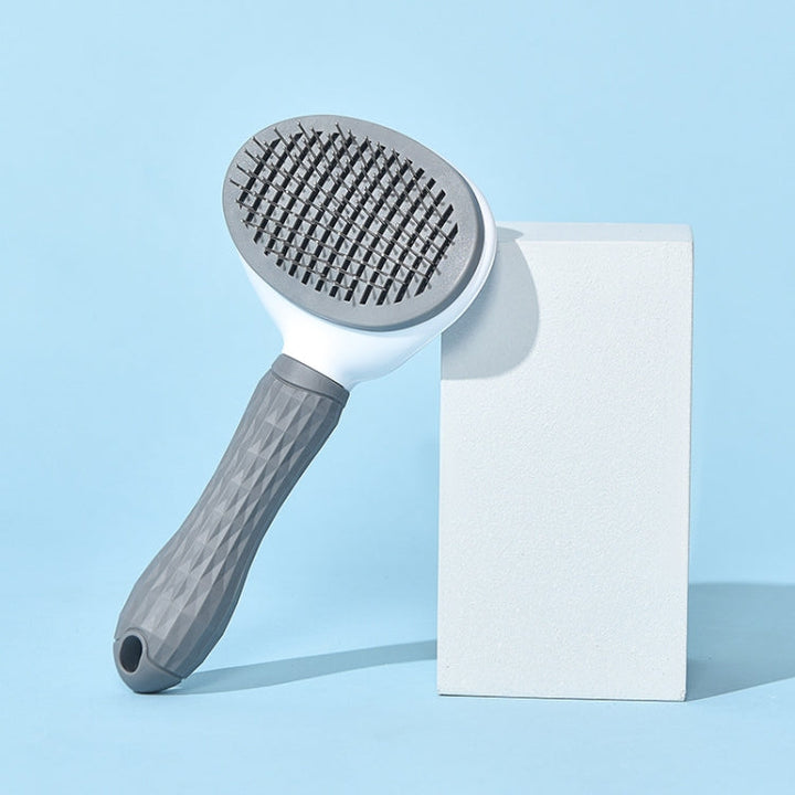 Stainless Steel Needle Automatic Cleaning Pet Hair Removal Dog Brush Pet Comb (Gray Thick Needle)