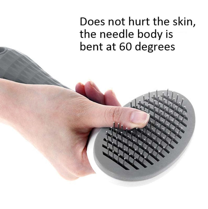 Stainless Steel Needle Automatic Cleaning Pet Hair Removal Dog Brush Pet Comb (Blue Thick Needle)