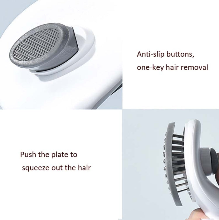 Stainless Steel Needle Automatic Cleaning Pet Hair Removal Dog Brush Pet Comb (blue fine needle)