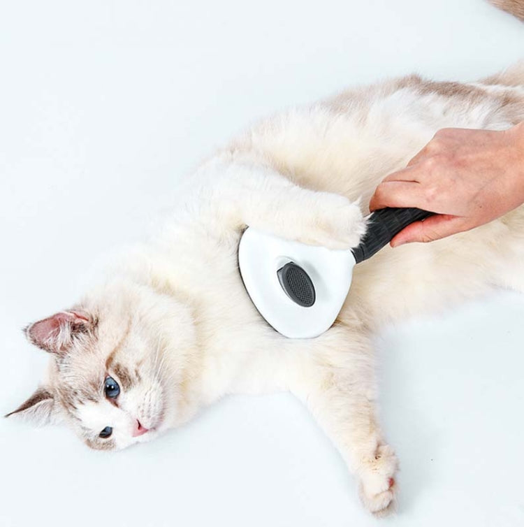 Stainless steel needle automatic cleaning pet hair removal dog brush pet comb (Pink thick needle)