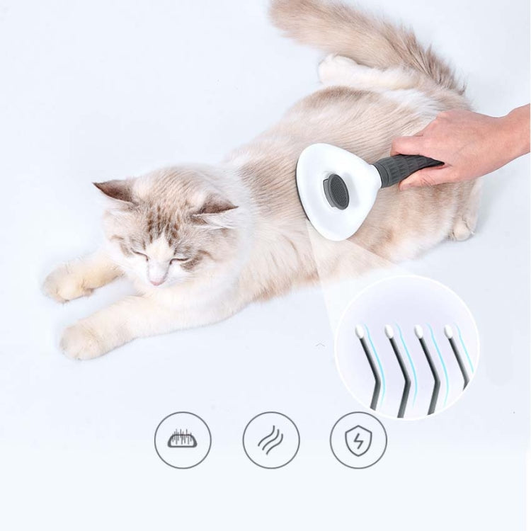 Stainless Steel Needle Automatic Cleaning Pet Hair Removal Dog Brush Pet Comb (Blue Thick Needle)