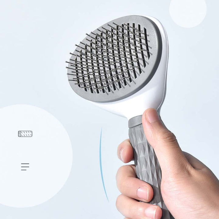 Stainless Steel Needle Automatic Cleaning Pet Hair Removal Dog Brush Pet Comb (Blue Thick Needle)