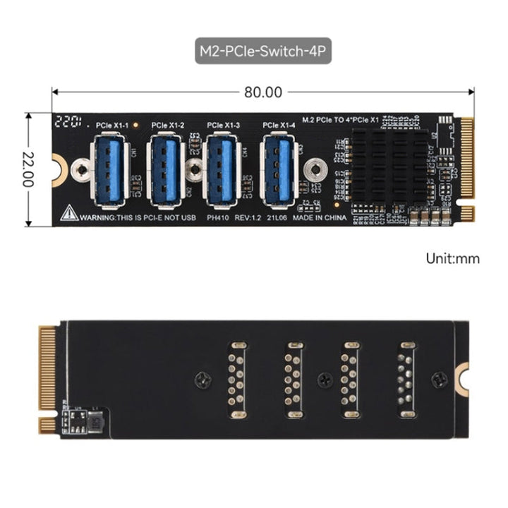 Lisslune | Waveshare 23316 M.2 to PCIe 4-Ch Expander, use with PCIe X1 to PCIe X16