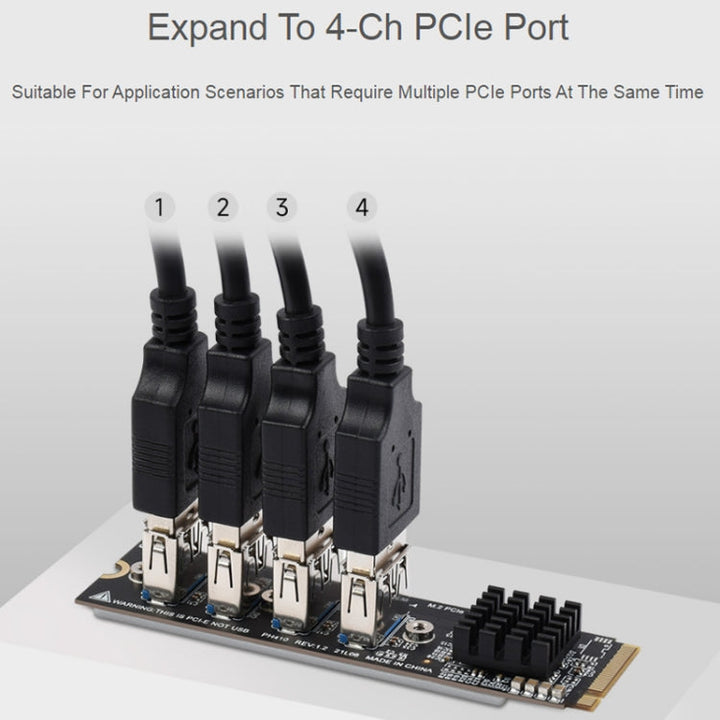 Lisslune | Waveshare 23316 M.2 to PCIe 4-Ch Expander, use with PCIe X1 to PCIe X16