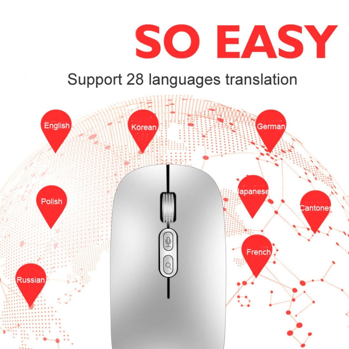 Lisslune | M103 1600DPI 5 Buttons 2.4G Wireless Mouse Rechargeable Ai Intelligent Voice Office Mouse, Supports 28 Languages (Black)