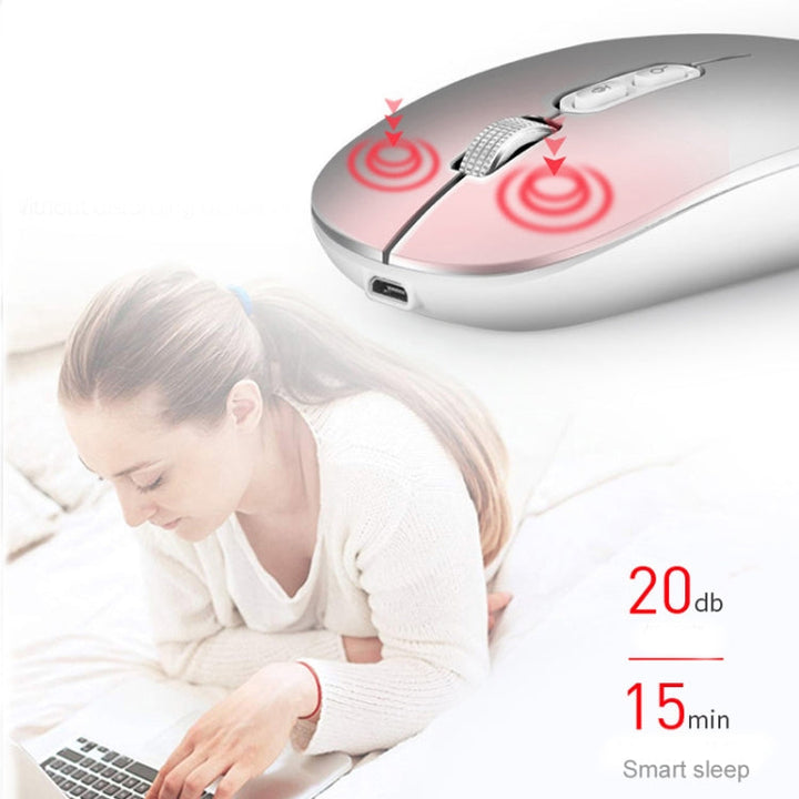 Lisslune | M103 1600DPI 5 Buttons 2.4G Wireless Mouse Charging Ai Intelligent Voice Office Mouse, Supports 28 Languages (Silver)