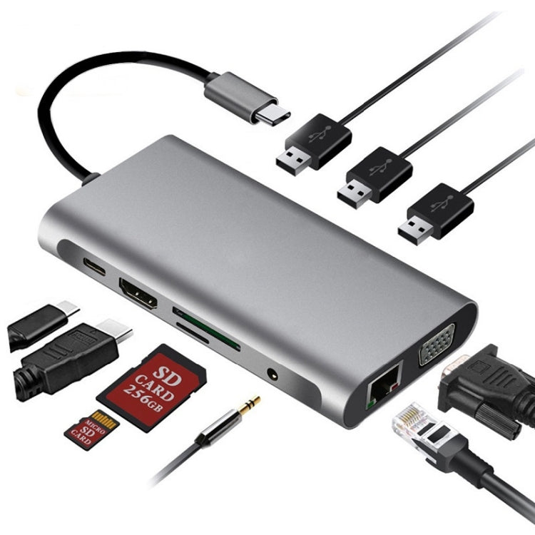 Lisslune | 10 in 1 Type-C Multi-Function Docking Station PD Fast Charging HUB