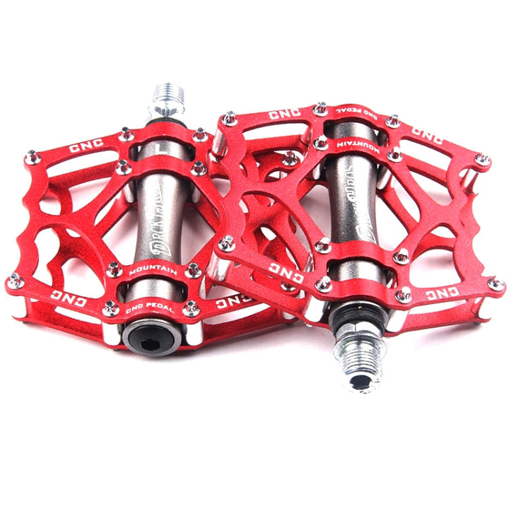 Lisslune | Bicycle Pedal Mountain Bike Aluminum Alloy Palin Pedal Non-Slip Bearing Pedal (901-2 Red)