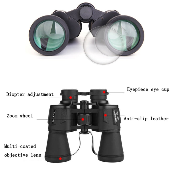 Lisslune | Luxun 20X50 Outdoor Binoculars Low Light Night Vision Non-Infrared High Performance Binoculars (Black)
