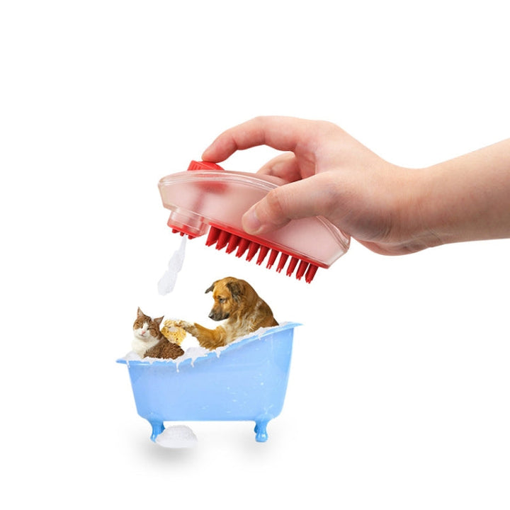 2 In 1 Functional Shower Gel Dog Massage Bath Brush Silicone Pet Bath Brush, Random Color Delivery