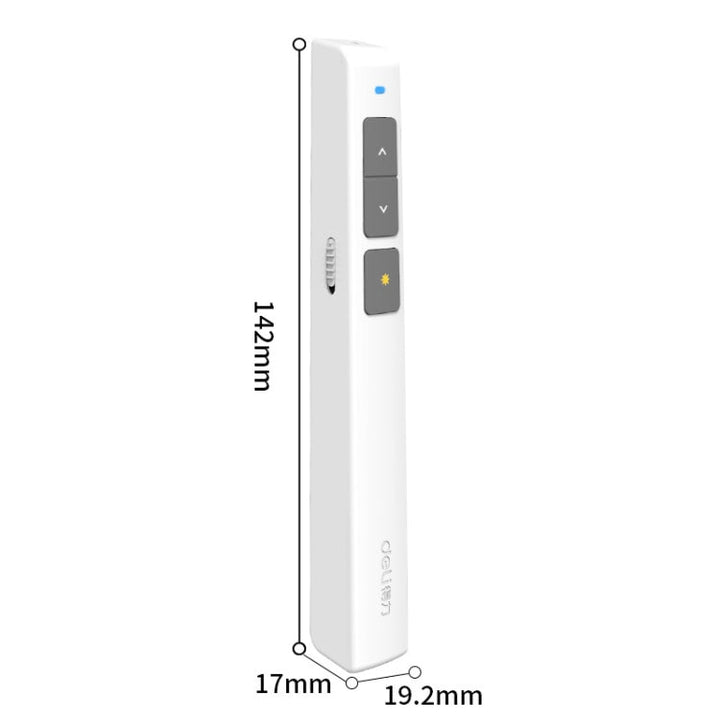 Lisslune | Deli 2.4GHz Laser Side Turning Pen Rechargeable Voice Projector Pen, Model: 2802PL (White)