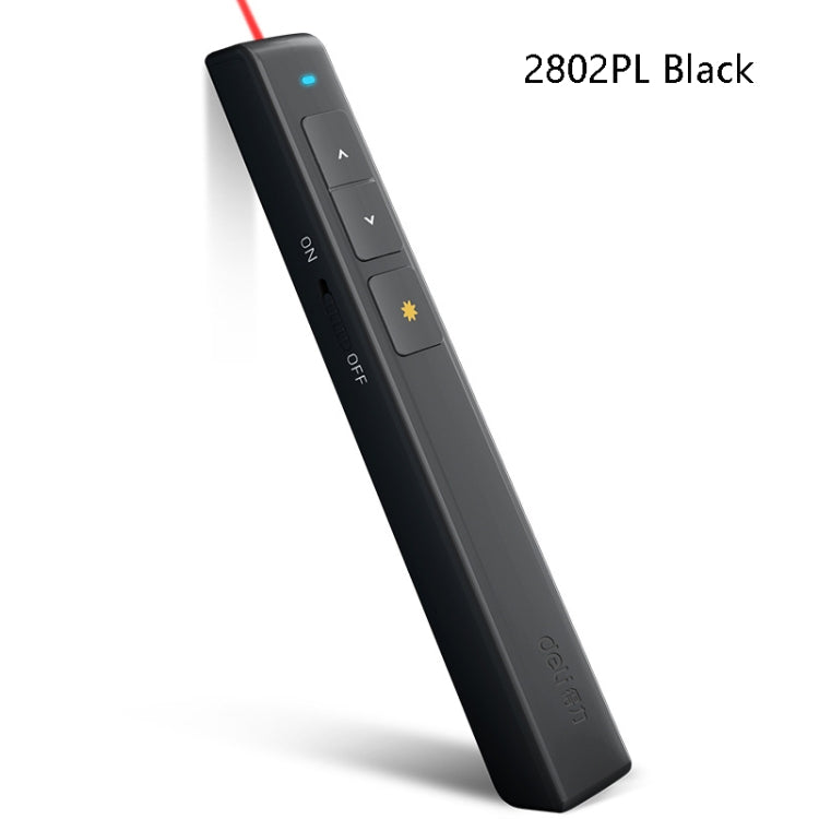 Lisslune | Deli 2.4GHz Laser Side Flipping Pen Rechargeable Voice Projector Pen, Model: 2802PL (Black)