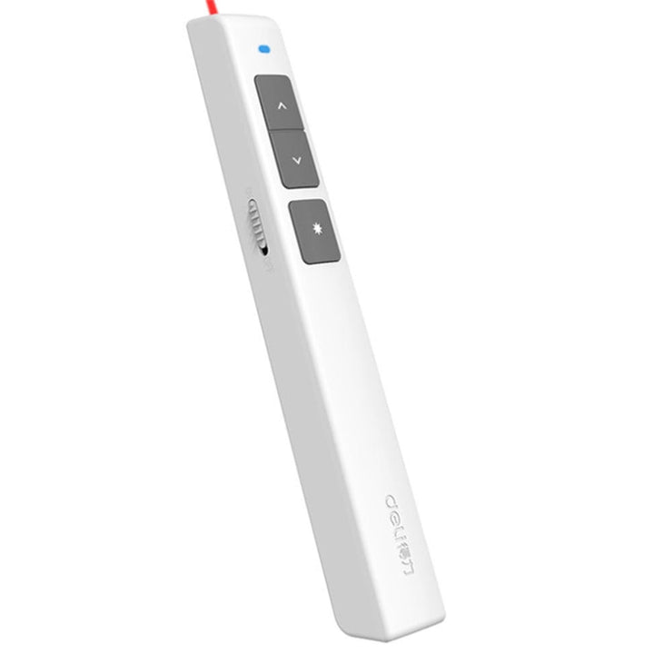 Lisslune | Deli 2.4GHz Laser Side Turn Page Pen Rechargeable Voice Projector Pen, Model: 2802L (White)