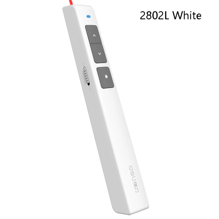 Lisslune | Deli 2.4GHz Laser Side Turn Page Pen Rechargeable Voice Projector Pen, Model: 2802L (White)