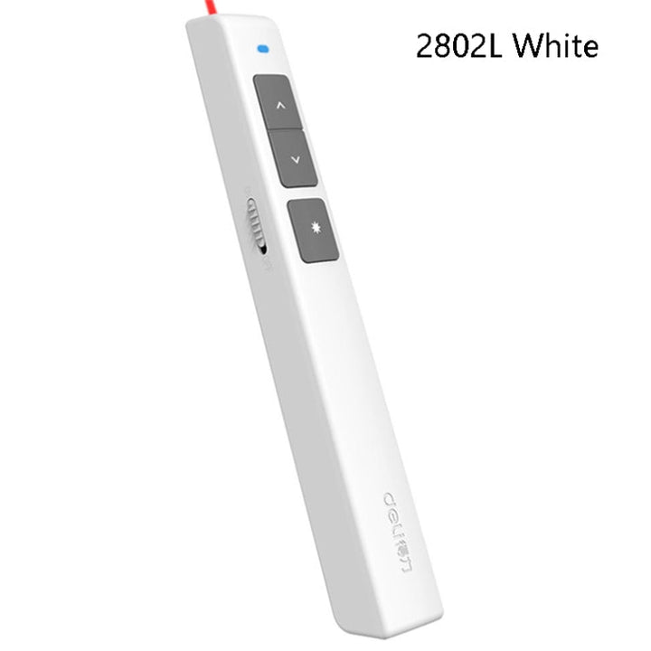Lisslune | Deli 2.4GHz Laser Side Turn Page Pen Rechargeable Voice Projector Pen, Model: 2802L (White)