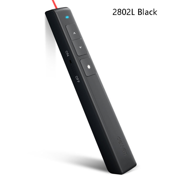 Lisslune | Deli 2.4GHz Laser Side Switch Pen Rechargeable Voice Projector Pen, Model: 2802L (Black)