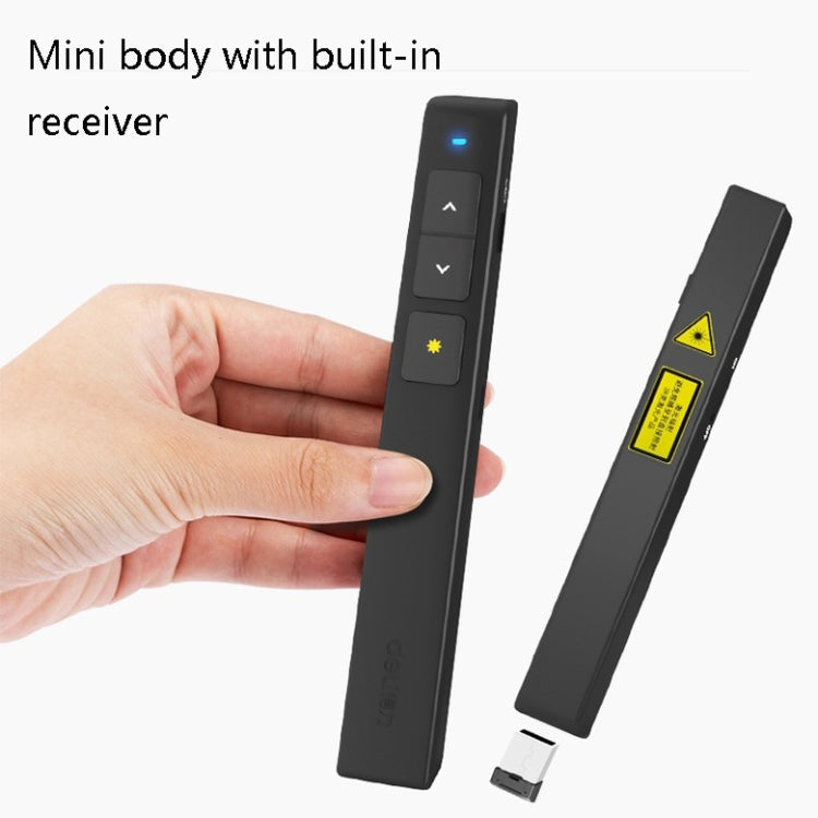 Lisslune | Deli 2.4GHz Laser Side Switch Pen Rechargeable Voice Projector Pen, Model: 2802L (Black)