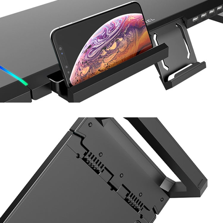 Lisslune | ICE COOREL T1 Monitor Elevated Rack Foldable Laptop Stand With RGB Lighting & 4xUSB2.0 Extension Interface (Obsidian Black)