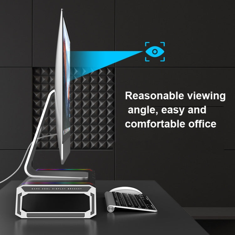 Lisslune | ICE COOREL T1 Monitor Elevated Rack Foldable Laptop Stand With RGB Lighting & 4xUSB2.0 Extension Interface (Obsidian Black)