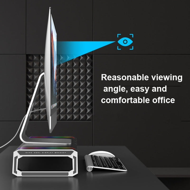 Lisslune | ICE COOREL T1 Monitor Elevated Rack Foldable Laptop Stand With RGB Lighting & 4xUSB2.0 Extension Interface (Obsidian Black)